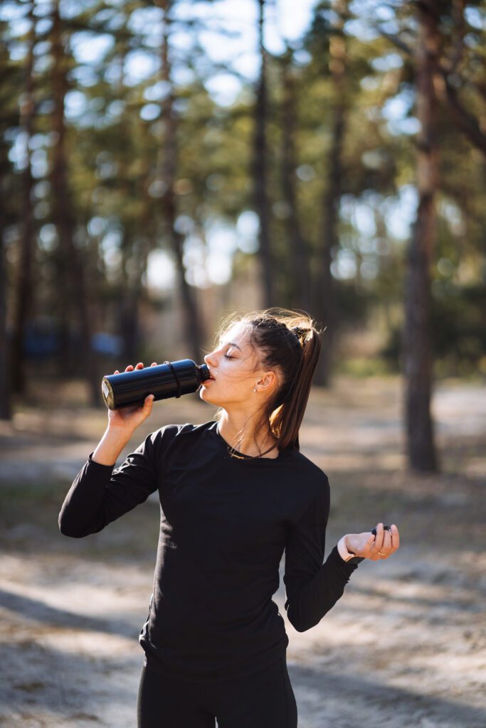 Elegant black water bottle, embodying both style and sustainability. A must-have accessory for eco-conscious hydration, this sleek bottle elevates your daily routine with flair.